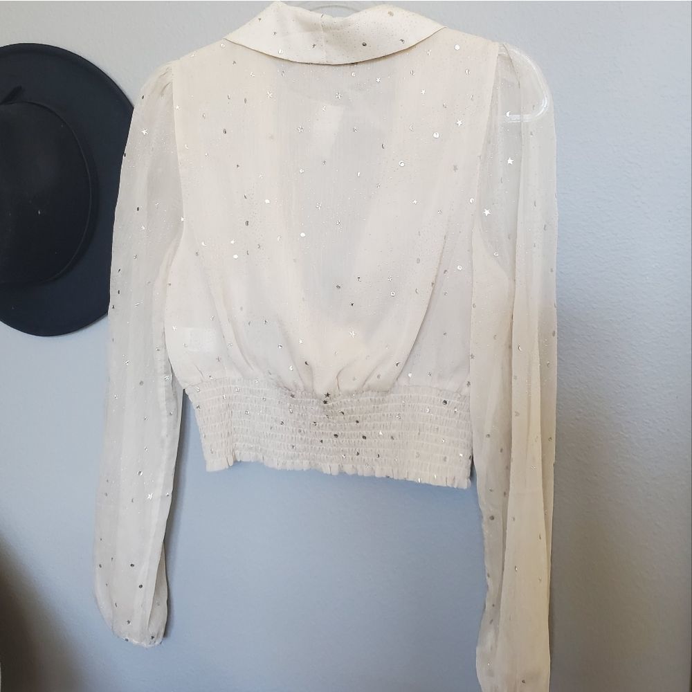 NWT Sheer silver star blouse - Picture 4 of 6